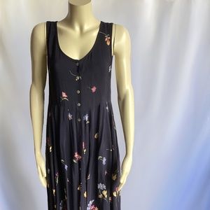 Express Blue Floral Sleeveless Button Up Maxi Dress